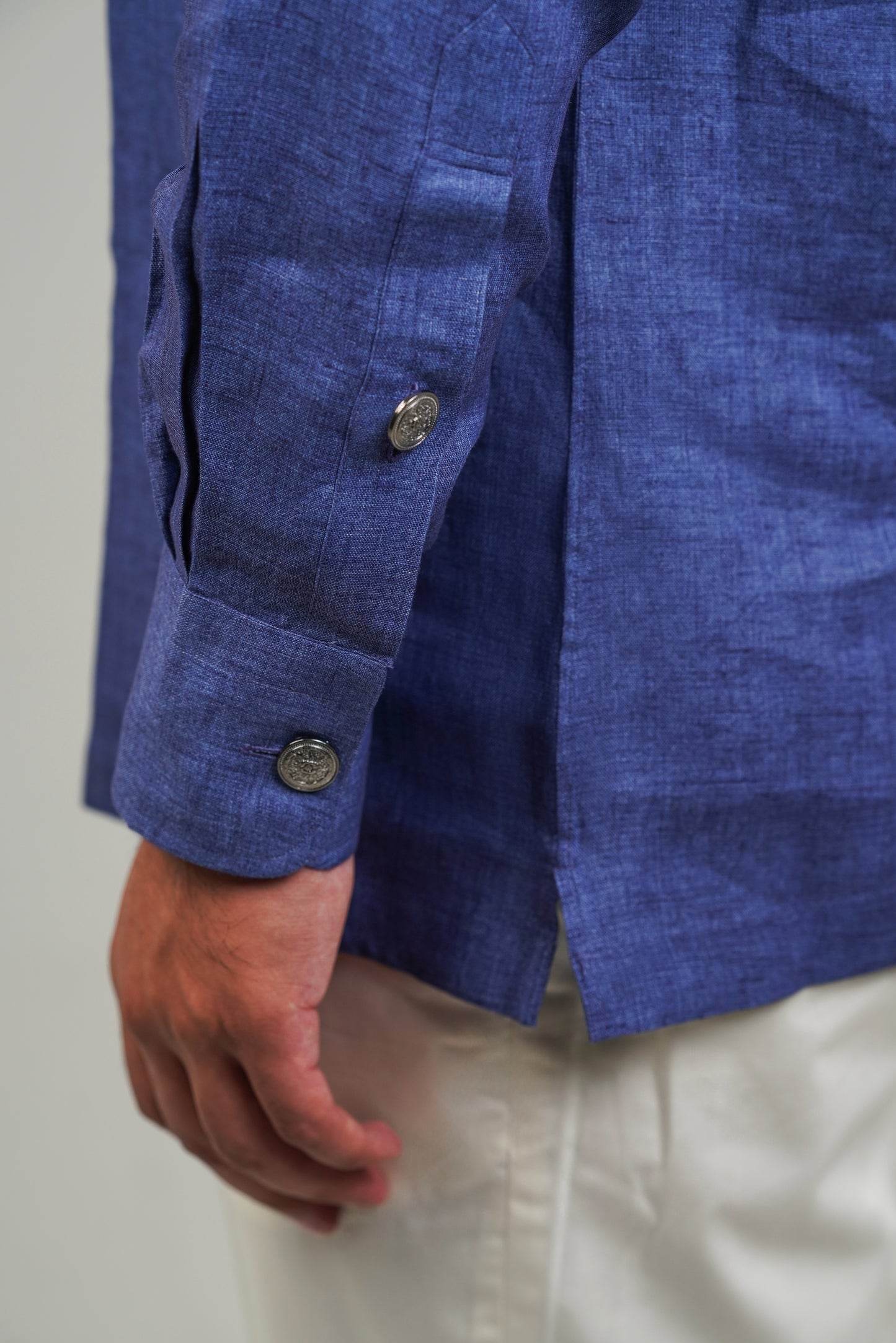 Hand-Dyed Indigo Blue Cuban Collar Shirt (Sustainable)