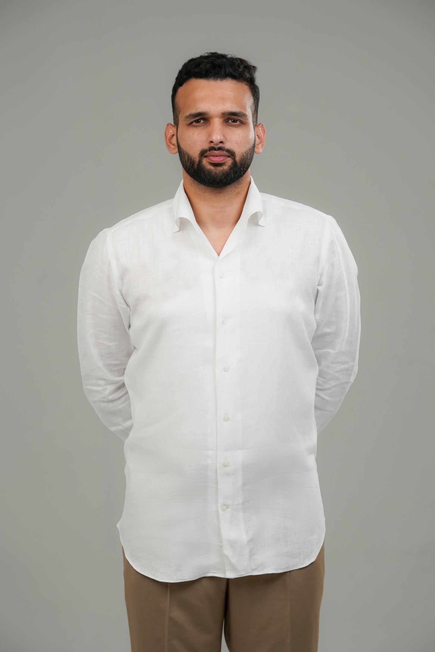 White One Piece Collar Linen Shirt