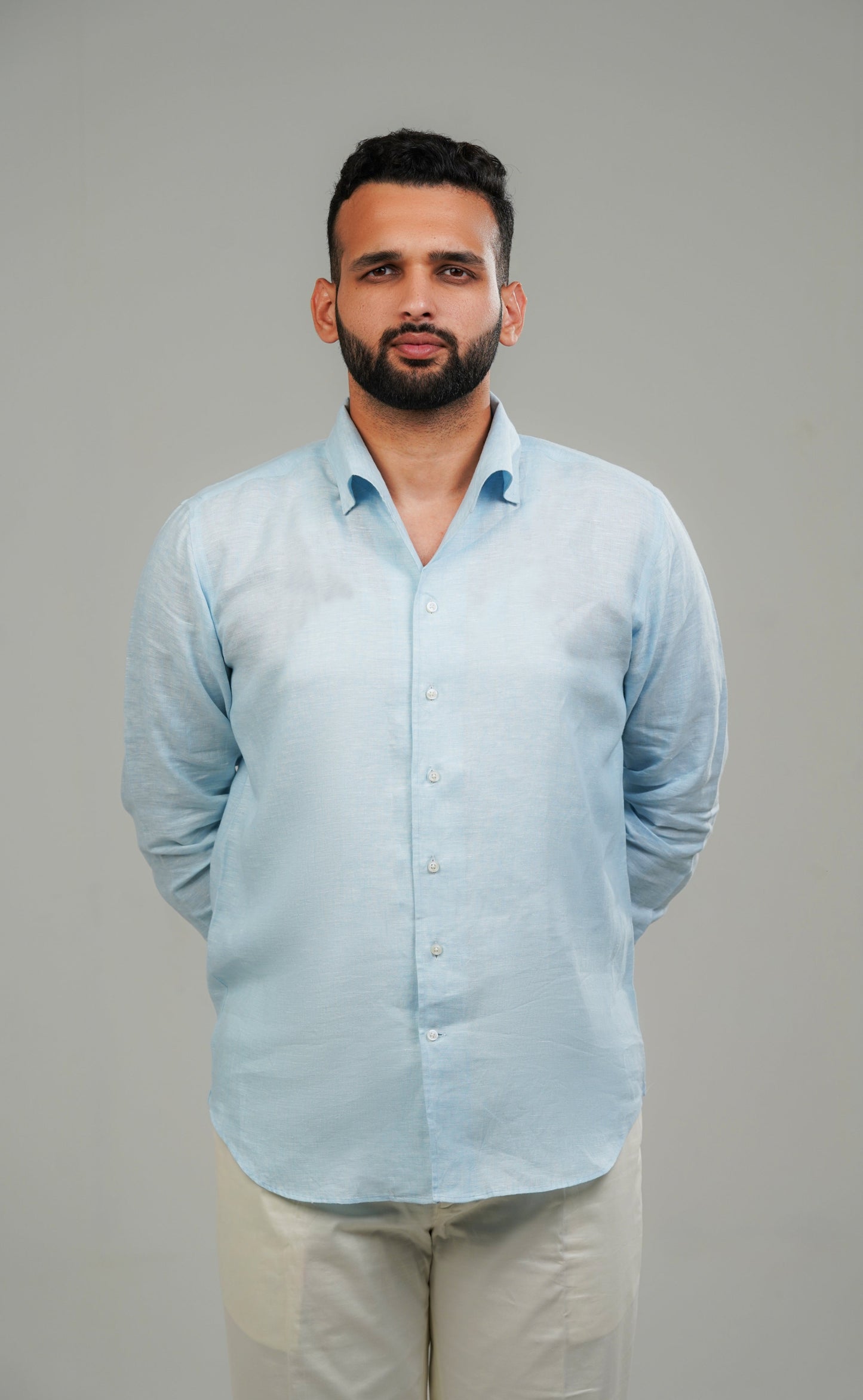 Ice Blue One Piece Linen Shirt
