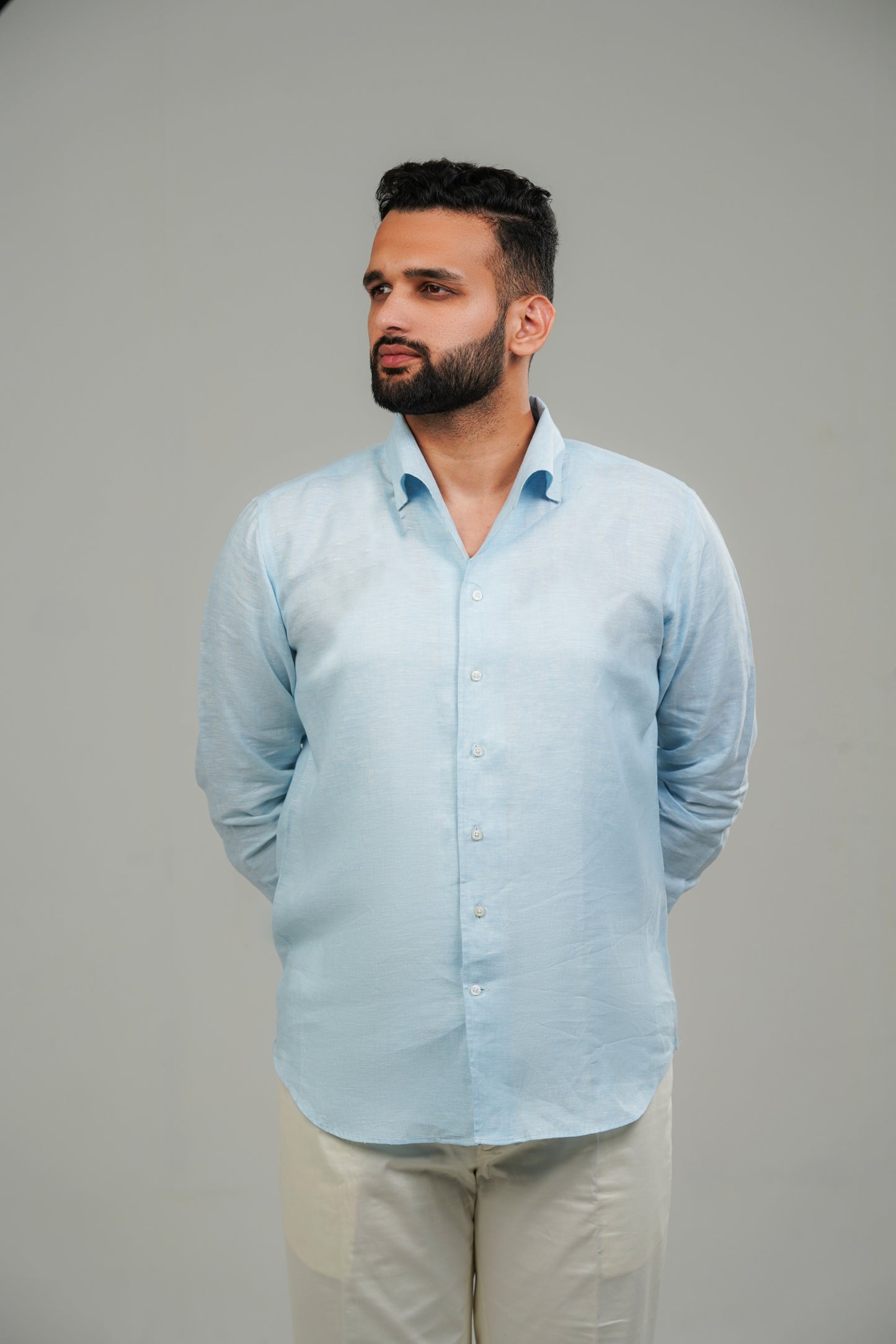 Ice Blue One Piece Linen Shirt