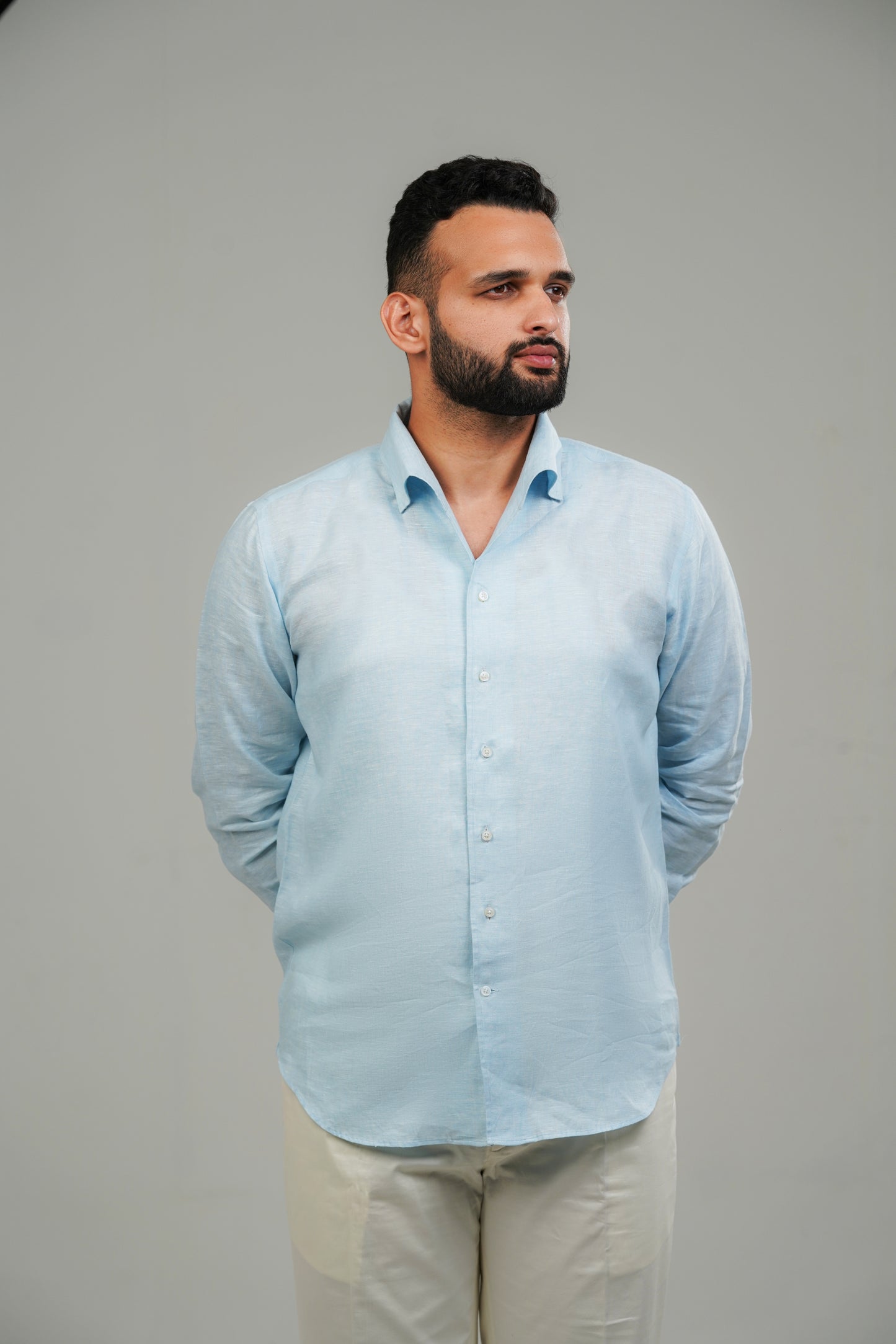 Ice Blue One Piece Linen Shirt