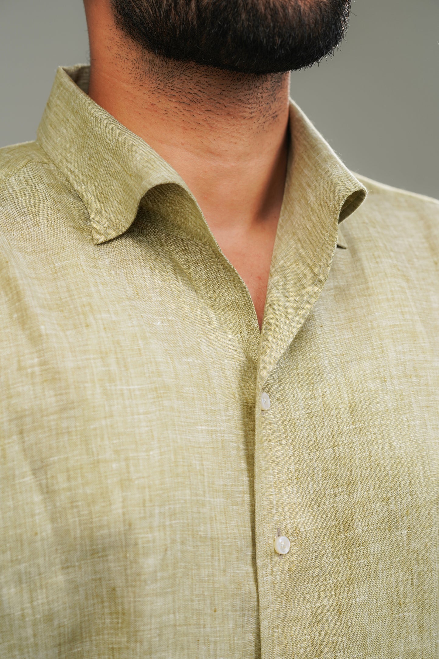 Sage Green One Piece Collar Linen Shirt