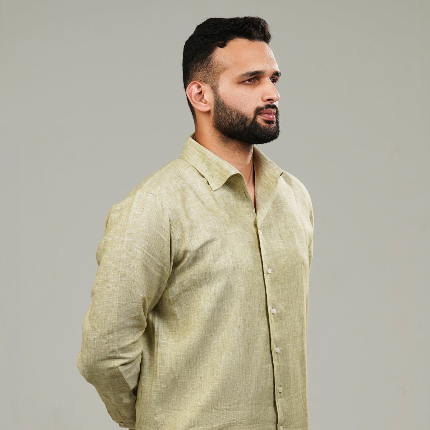 Sage Green One Piece Collar Linen Shirt