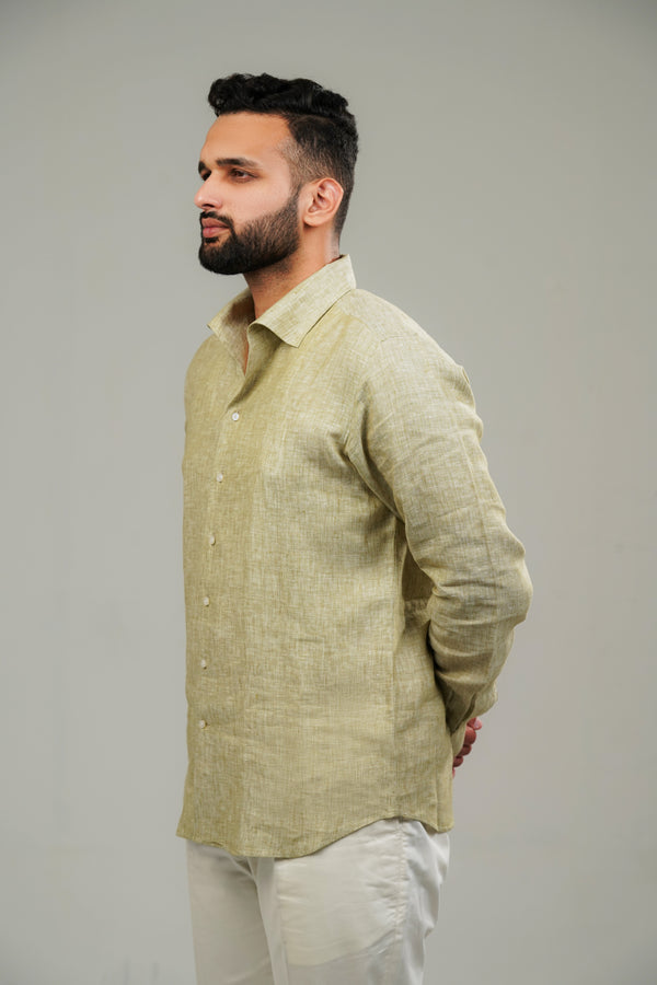 Sage Green One Piece Collar Linen Shirt