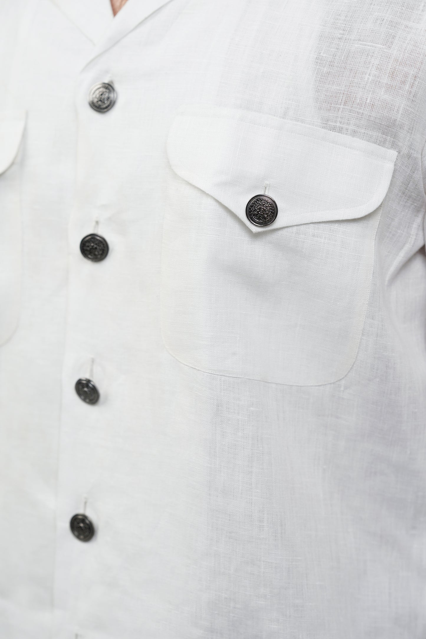 White Cuban Collar linen Shirt